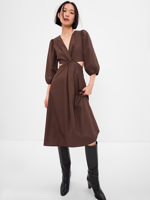 Image number 6 showing, Puff Sleeve Cutout Midi Dress