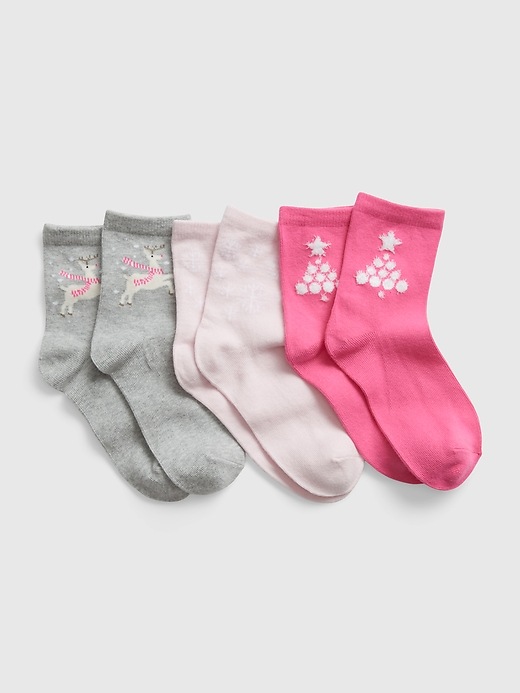 View large product image 1 of 1. Kids Holiday Crew Socks (3-Pack)