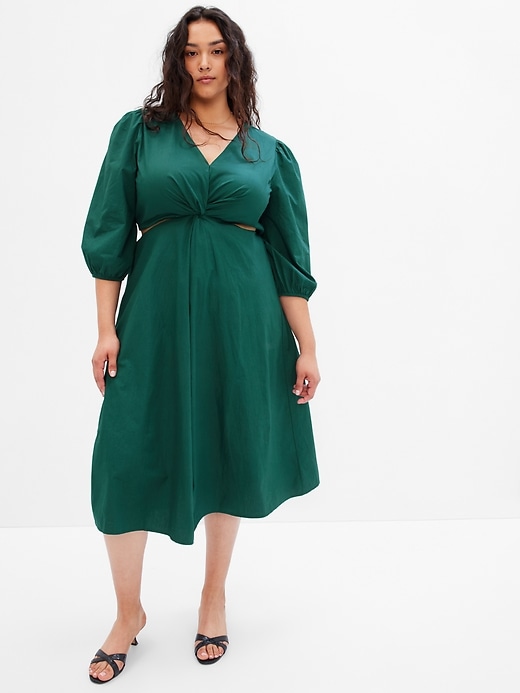 Image number 4 showing, Puff Sleeve Cutout Midi Dress