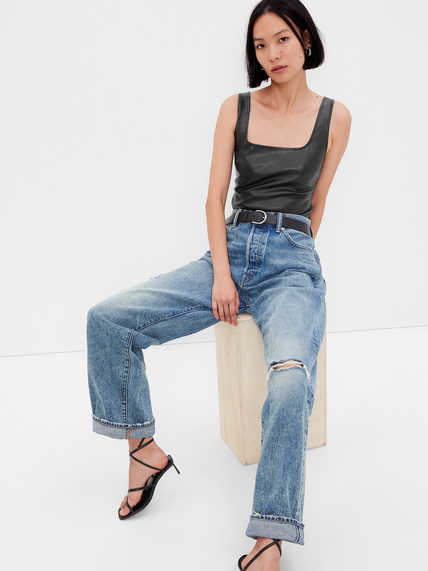 FauxLeather Bodysuit Gap