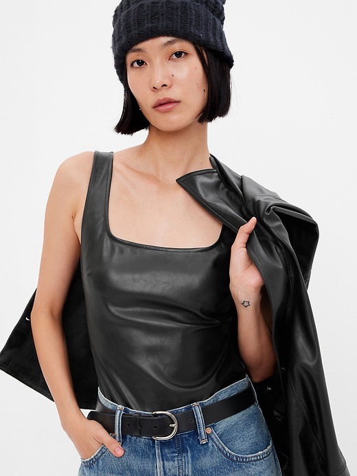 Image number 3 showing, Faux-Leather Bodysuit