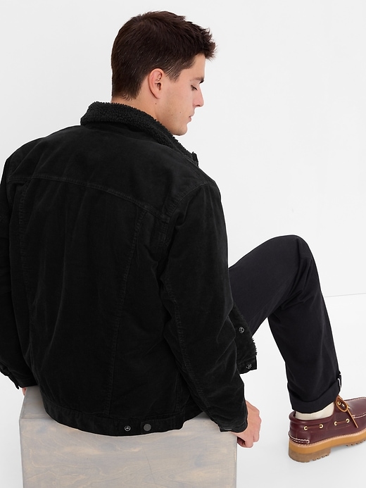 2 of 8 showing, with the color true black of product Icon Corduroy Sherpa Jacket