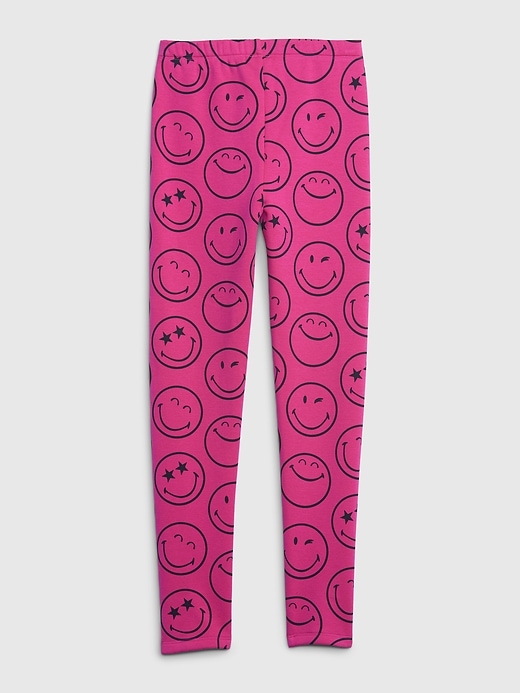 2 of 8 showing, with the color SUPER PINK NEON of product Gap × SmileyWorld® Kids Cozy Leggings