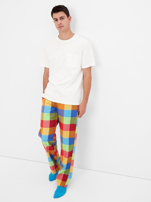 1 of 8 showing, with the color happy plaid of product Flannel PJ Pants