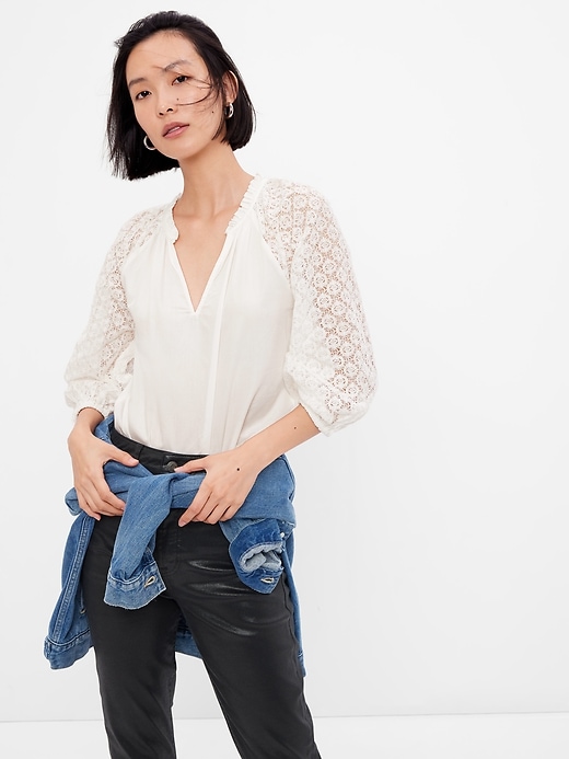 Image number 7 showing, Lace Sleeve Top