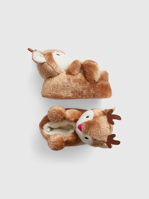 View large product image 1 of 1. Kids Cozy Reindeer Slippers