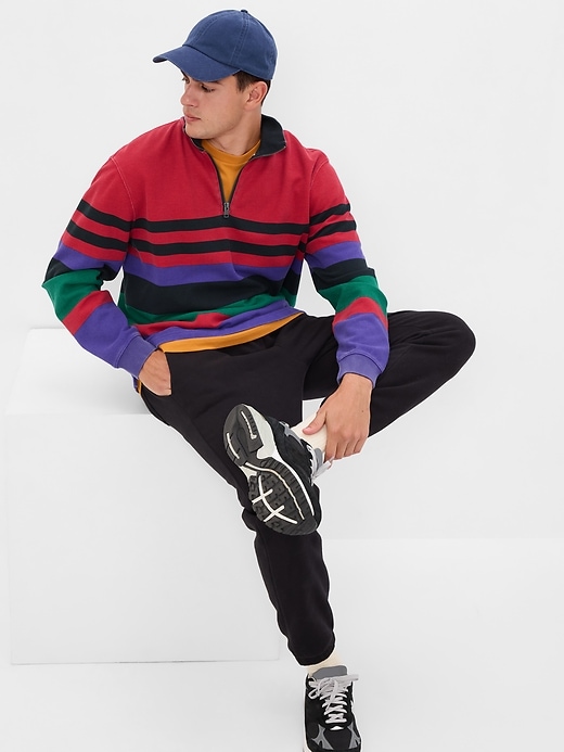 1 of 8 showing, with the color red combo of product Archive Pique Half-Zip Pullover