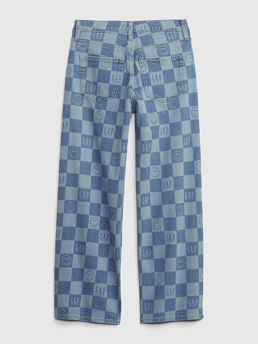 2 of 8 showing, with the color indigo check of product Gap × SmileyWorld® Kids Low Stride Jeans with Washwell