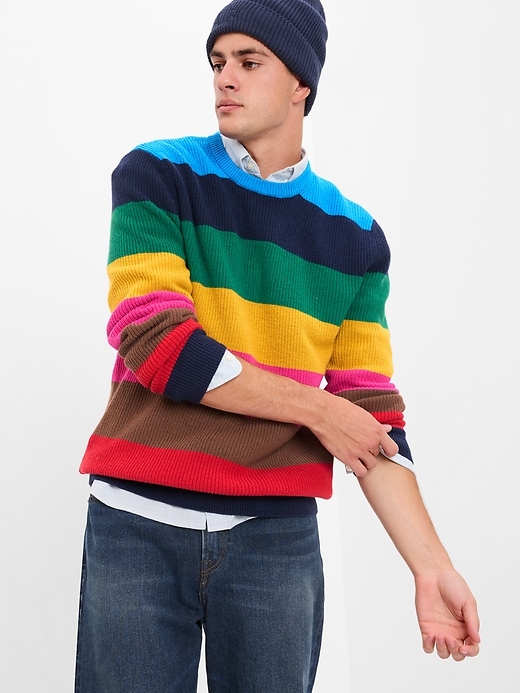 Image number 1 showing, Happy Stripe Crewneck Sweater