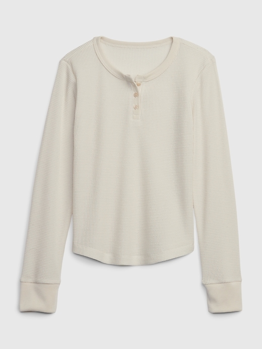 1 of 8 showing, with the color birch of product Kids Waffle Henley PJ T-Shirt