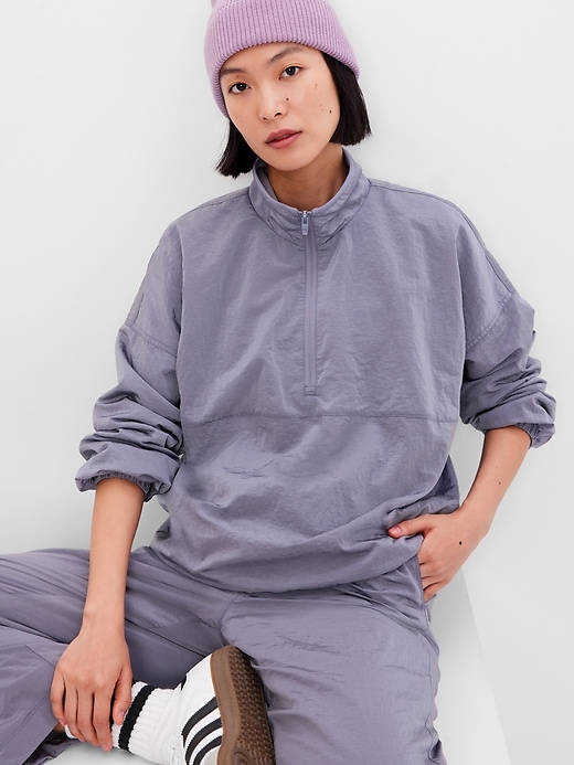 Fleece-Lined Half-Zip Track Jacket | Gap