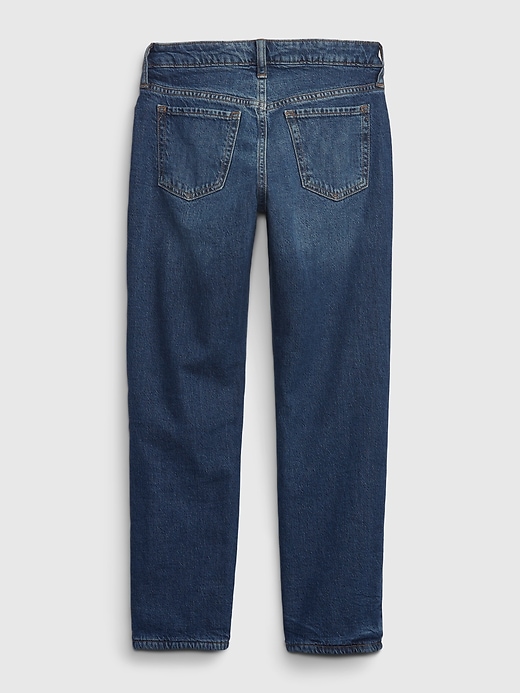 2 of 8 showing, with the color dark wash of product Kids Fleece-Lined Girlfriend Jeans