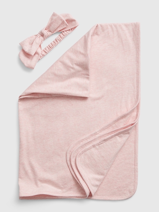 1 of 8 showing, with the color pink heather of product Baby 100% Organic Cotton Blanket Gift Set