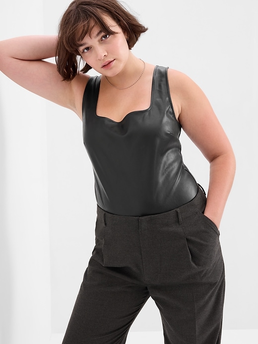 Image number 4 showing, Faux-Leather Bodysuit