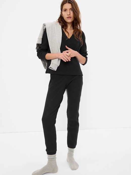 1 of 8 showing, with the color true black of product Cozy Rib Joggers