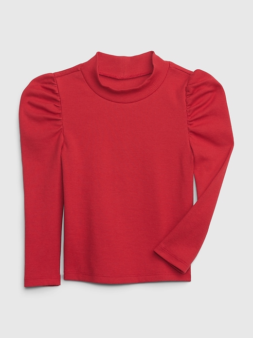 1 of 8 showing, with the color modern red of product Toddler Puff Sleeve Turtleneck