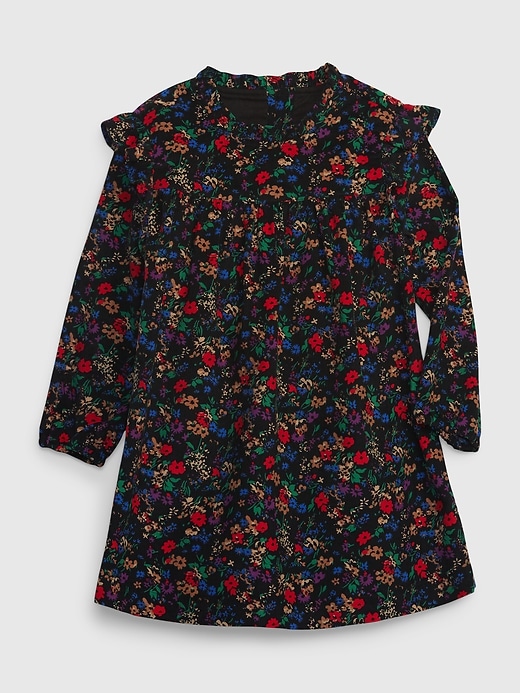 1 of 8 showing, with the color celebration floral of product Toddler Ruffle Corduroy Dress