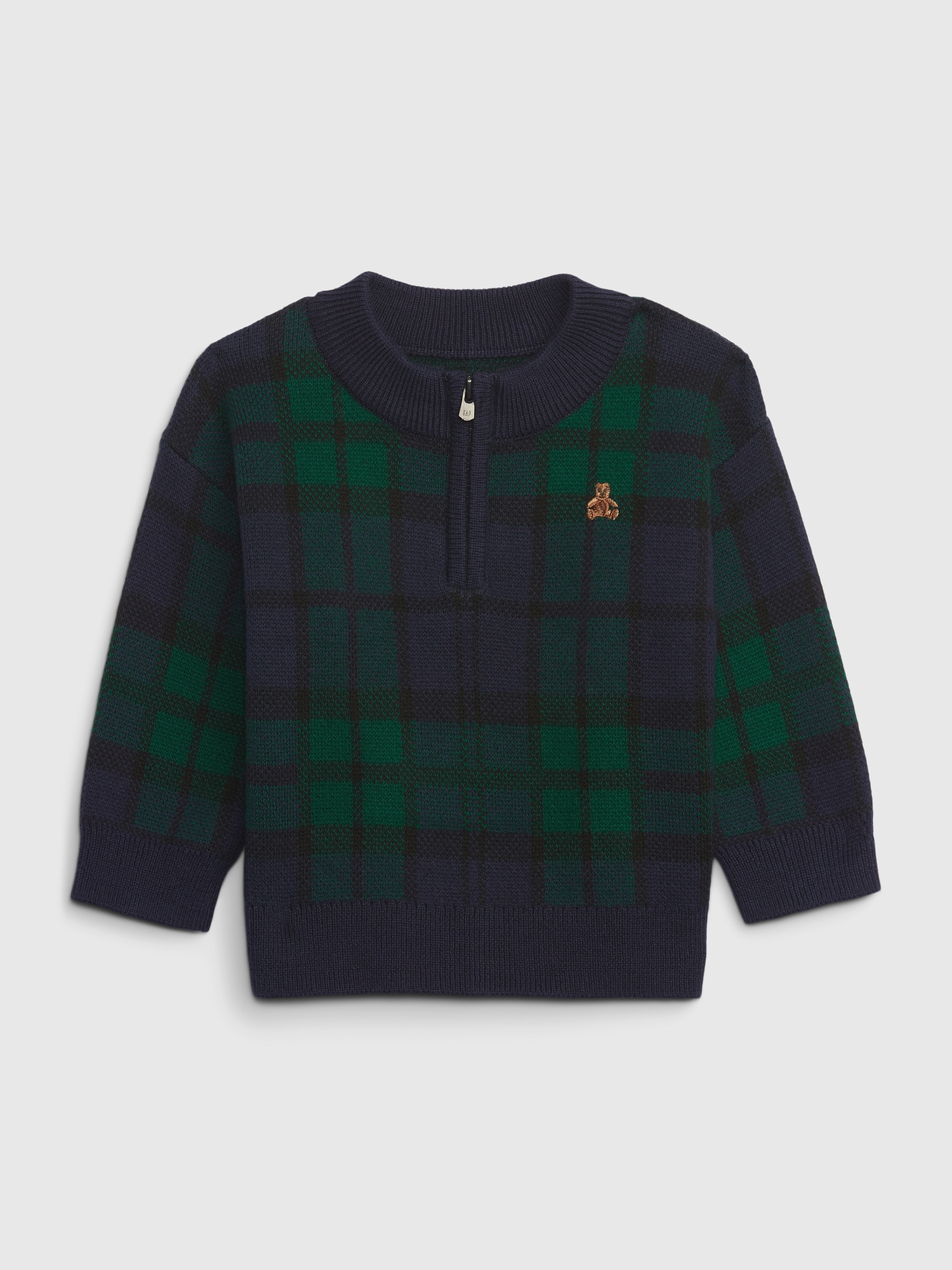 Gap Baby Plaid Sweater In Green Pine