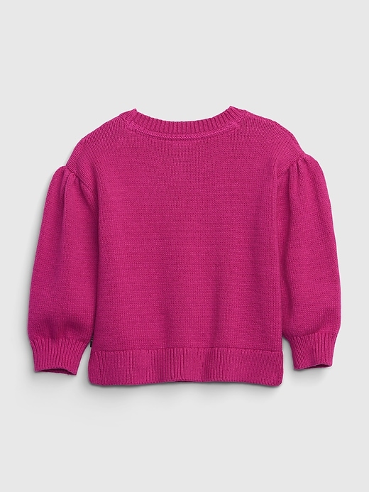 2 of 8 showing, with the color SUPER PINK NEON of product Gap × SmileyWorld® Toddler Sweater