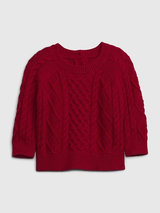 1 of 8 showing, with the color deep crimson red of product Baby Cable-Knit Sweater