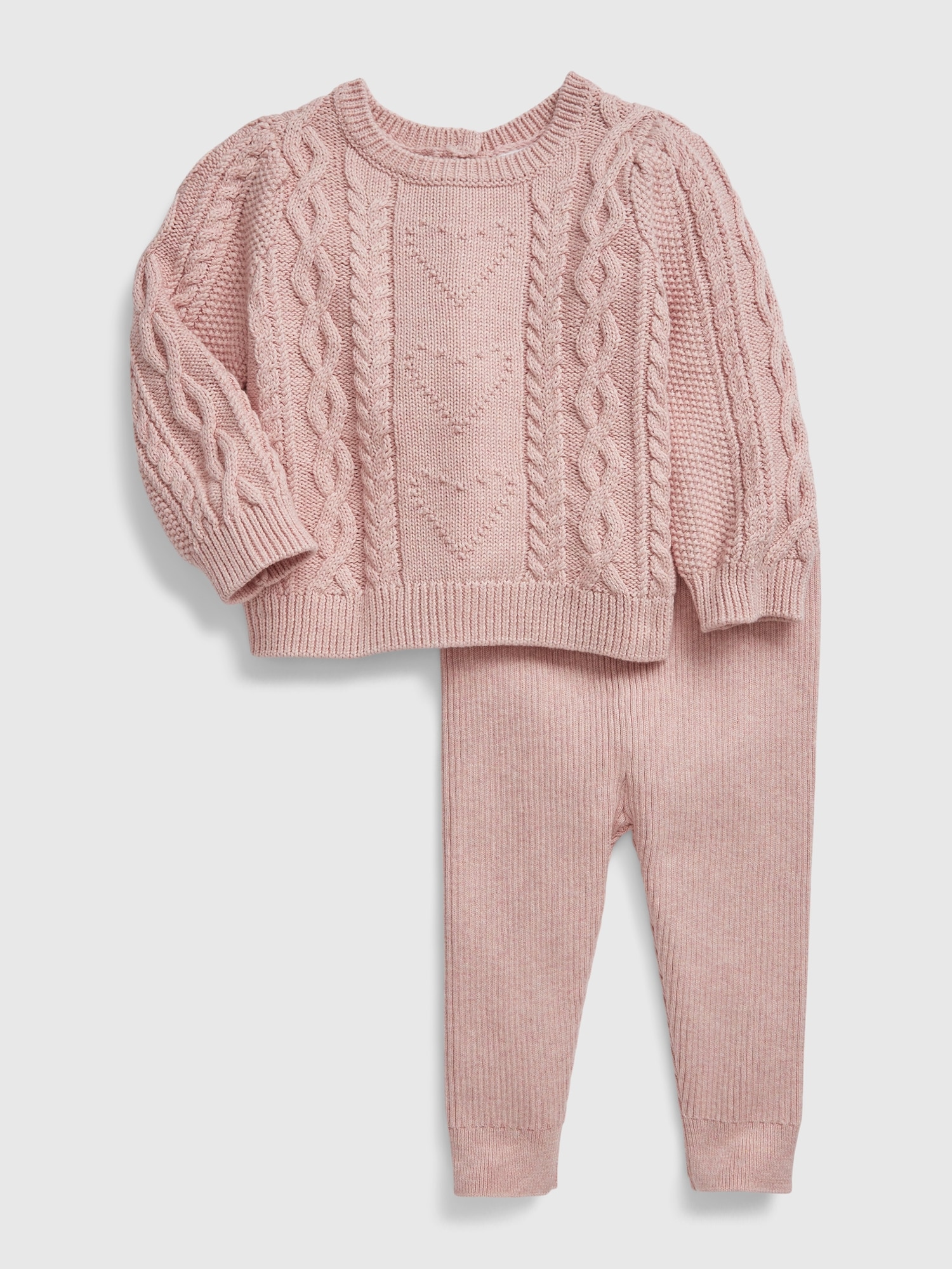 Heart cable knit set