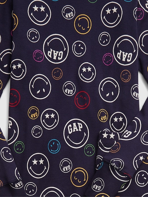 2 of 8 showing, with the color navy of product Gap × SmileyWorld® Kids 100% Organic Cotton PJ Set
