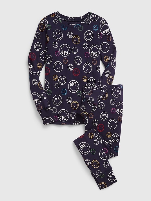 1 of 8 showing, with the color navy of product Gap × SmileyWorld® Kids 100% Organic Cotton PJ Set