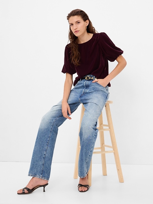 Image number 1 showing, Puff Sleeve Velvet Top