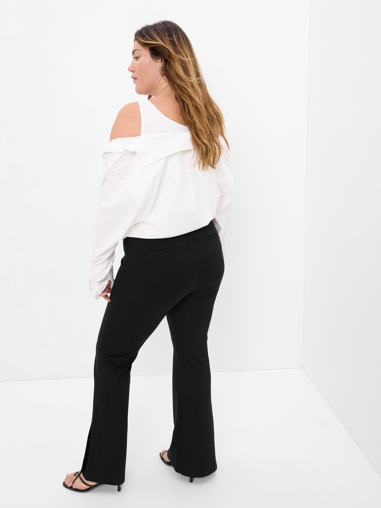 High Waisted Side Split Flare Pants