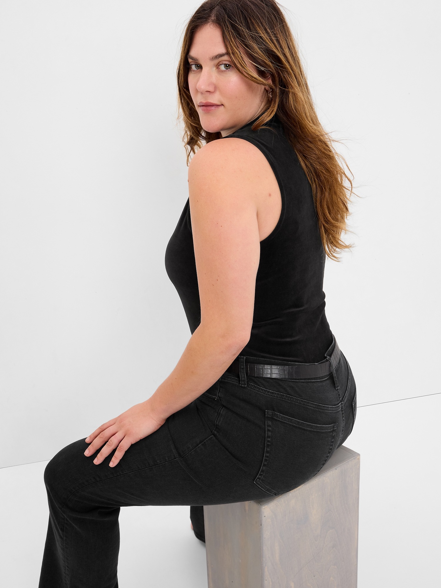 Mockneck Velour Bodysuit Gap