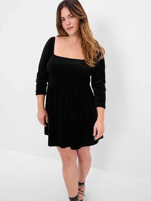 Smocked Velvet Mini Dress | Gap