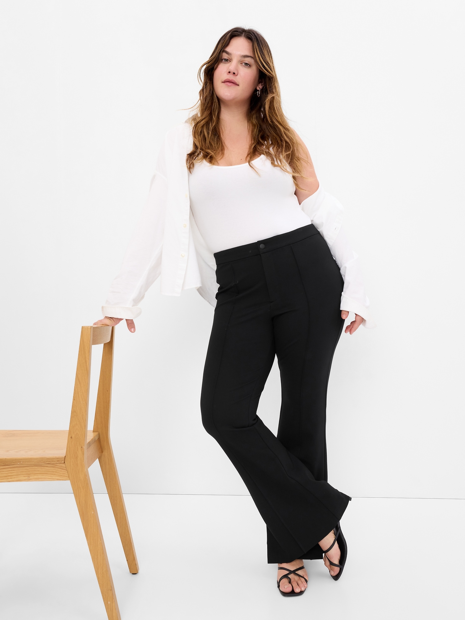 Women's & Girls Solid Split Hem Flare Leg Pants Trouser