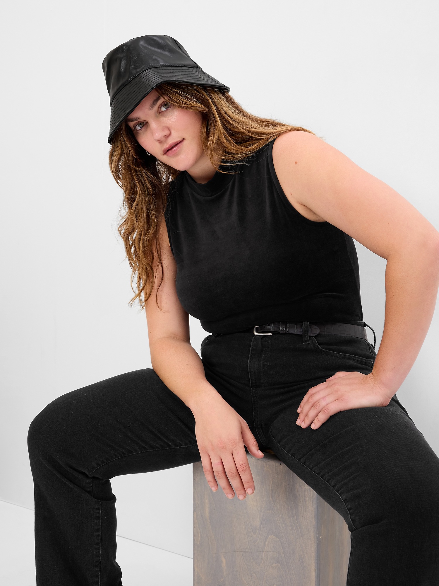 Mockneck Velour Bodysuit Gap