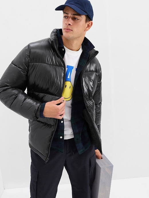 Image number 1 showing, Recycled High Shine Puffer Jacket