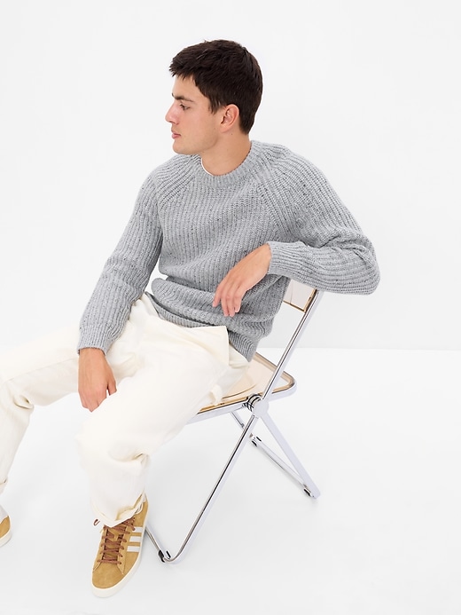 1 of 8 showing, with the color light grey of product Donegal Rib Crewneck Sweater