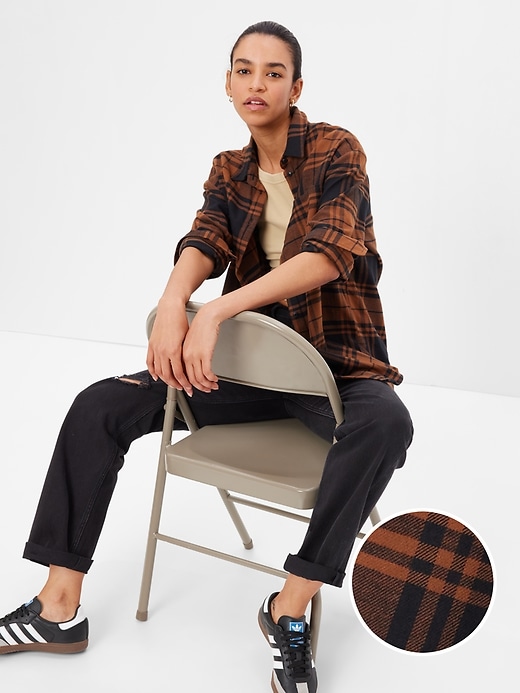 1 of 8 showing, with the color brown plaid of product Flannel Big Shirt