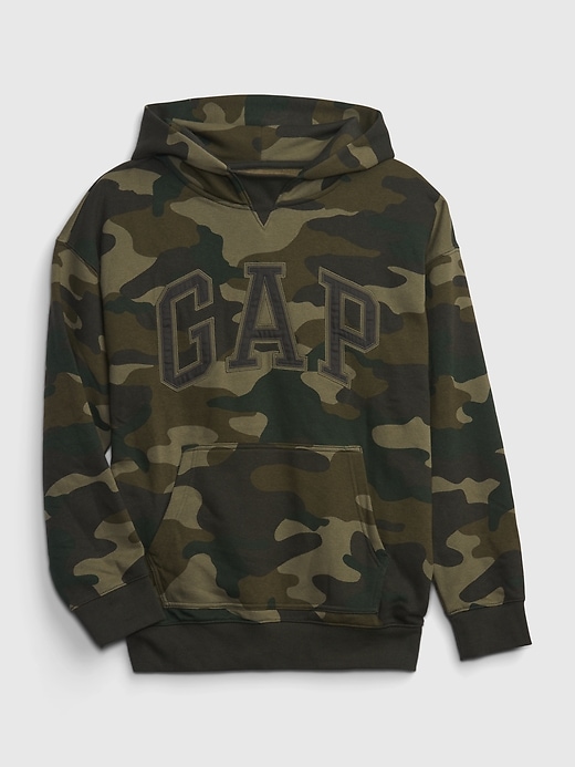 1 of 8 showing, with the color green camo of product Teen Gap Logo Hoodie