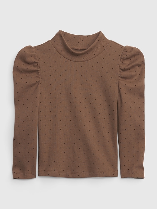 1 of 8 showing, with the color COZY BROWN of product Toddler Puff Sleeve Turtleneck
