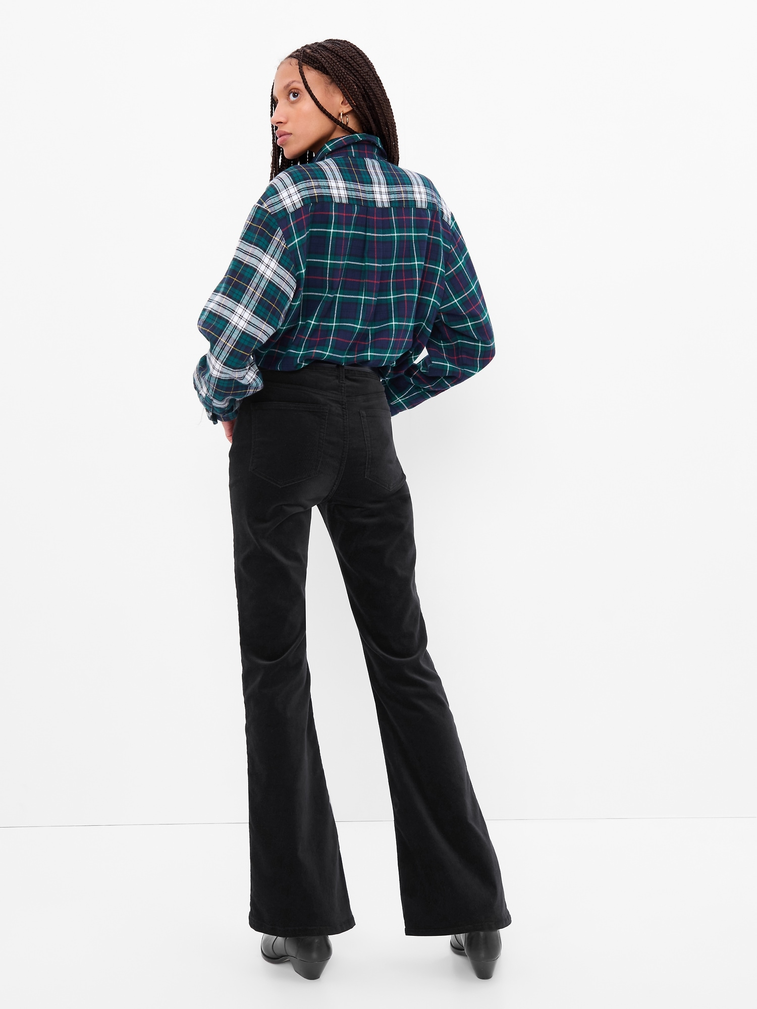 High Rise Velvet '70s Flare Jeans with Washwell