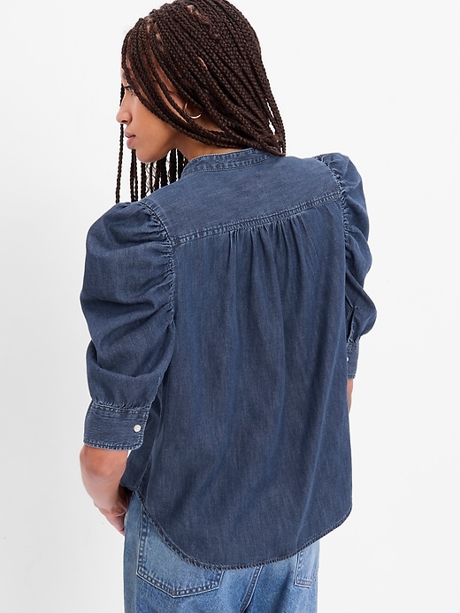 Image number 2 showing, Puff Sleeve Denim Shirt with Washwell