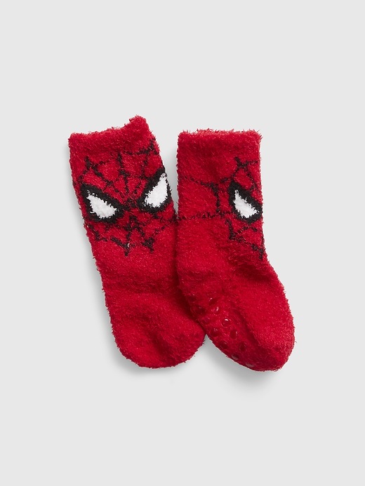 1 of 8 showing, with the color MODERN RED of product babyGap &#124 Marvel Recycled Cozy Spider-Man Socks