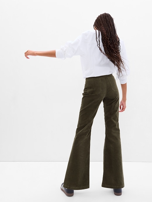 Image number 2 showing, High Rise Corduroy '70s Flare Jeans with Washwell