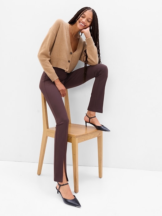 1 of 8 showing, with the color purple eggplant of product High Rise Slit-Front Leggings