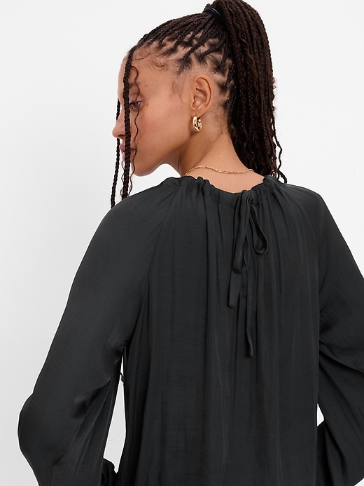 2 of 8 showing, with the color BLACK of product Tie-Back Satin Top