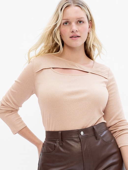 Image number 4 showing, Metallic Rib Crossover Cutout Top
