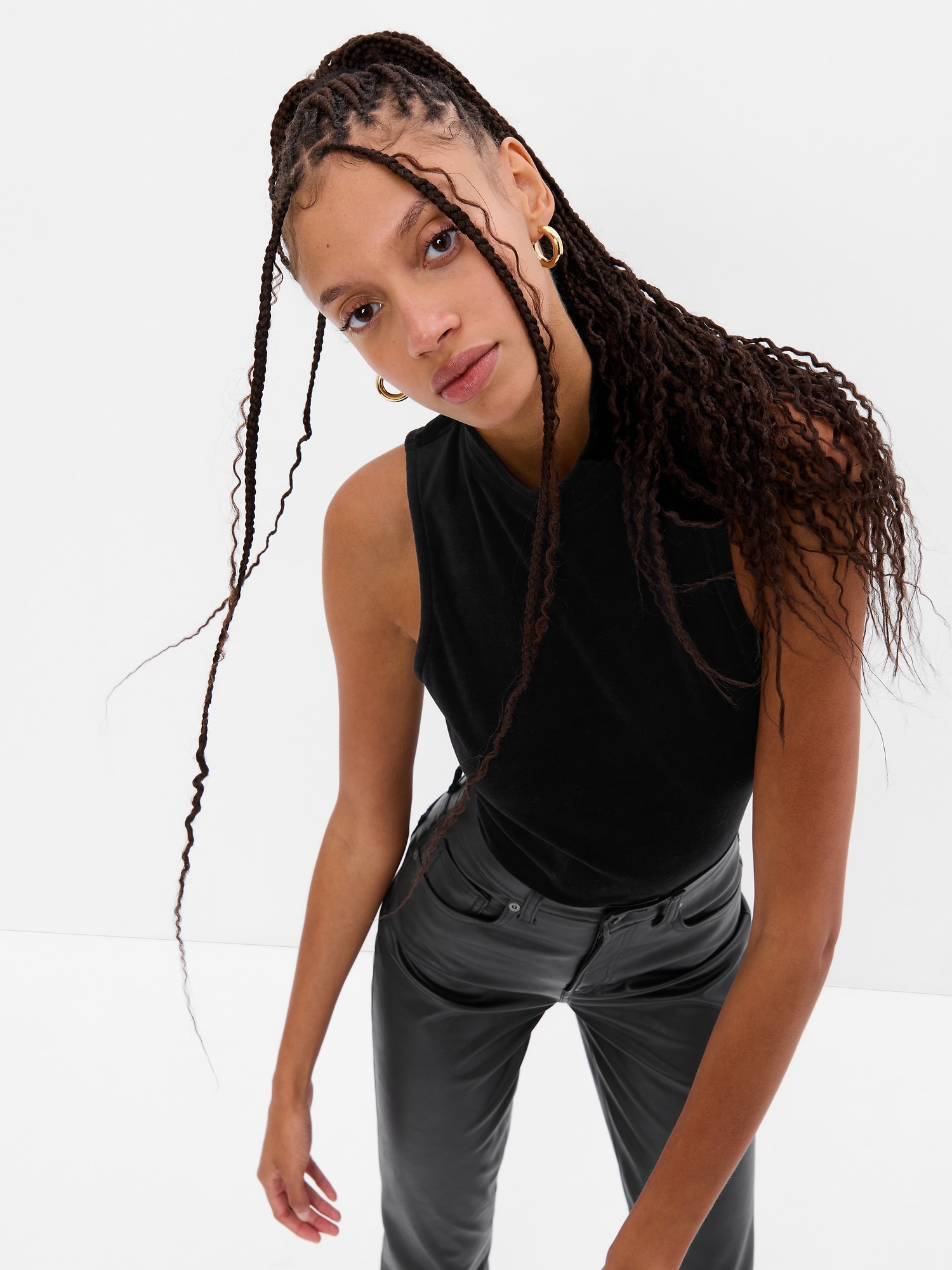 Mockneck Velour Bodysuit Gap