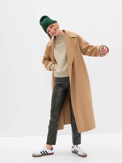 gap recycled double face wool wrap coat
