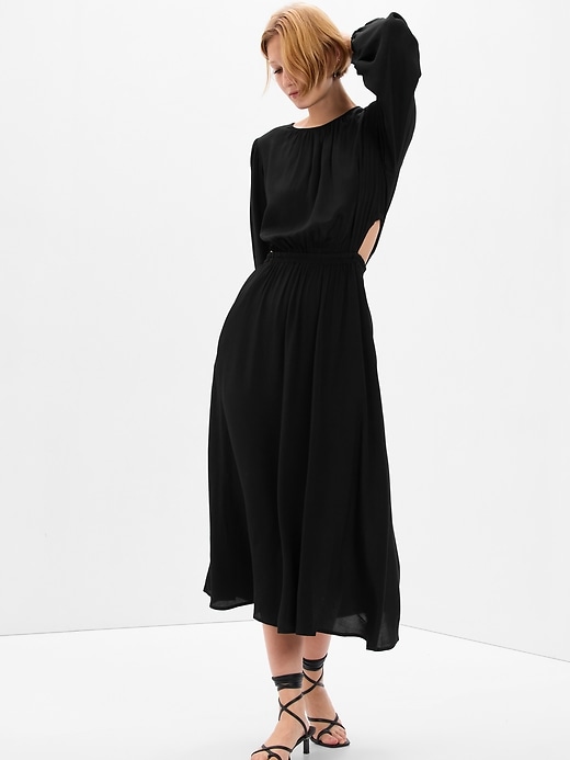 1 of 8 showing, with the color BLACK of product Cutout Midi Dress