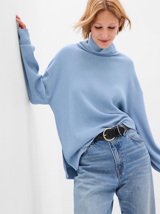 Waffle Oversized Chunky Turtleneck