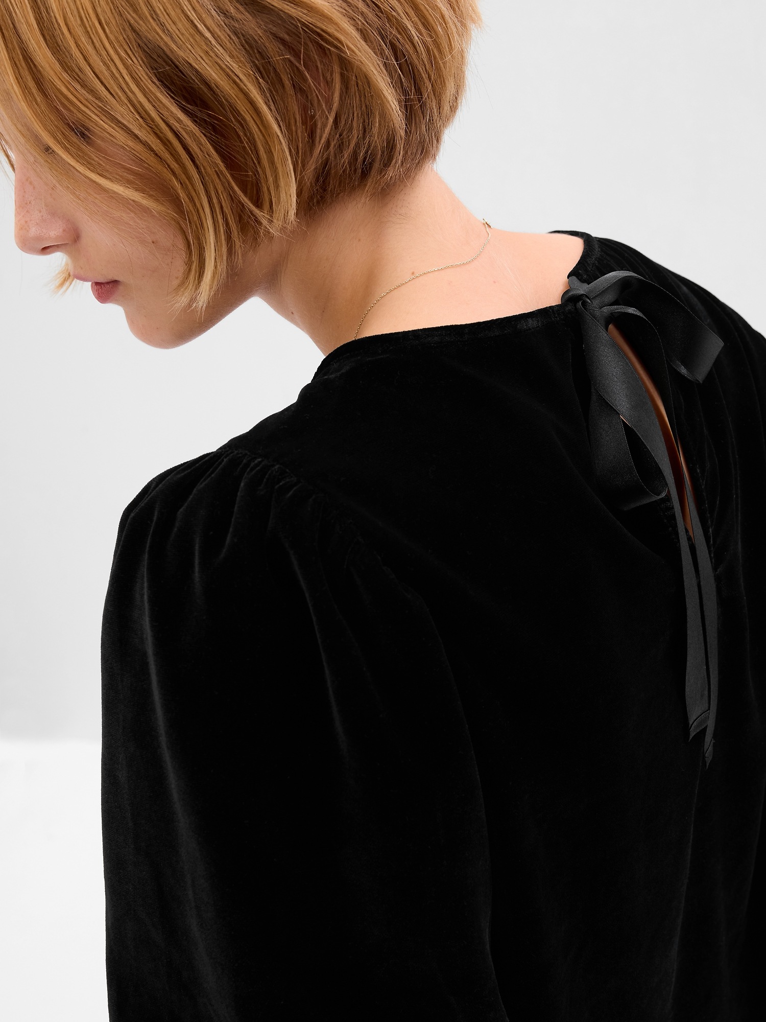 Puff Sleeve Velvet Top Gap